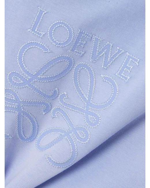 Loewe Blue Cropped Embroidered Cotton-Jersey T-Shirt