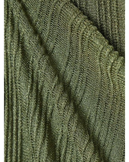 Zimmermann Green Wanderlust Metallic Ribbed-Knit Maxi Dress