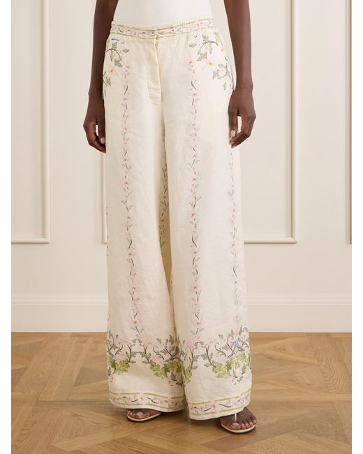 Agua Bendita Natural Tota Anhelo Floral-Printed Linen Straight-Leg Pants