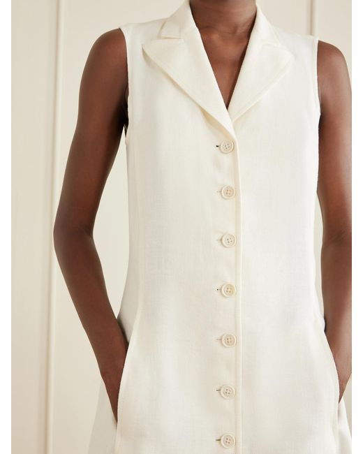 Ralph Lauren White Kensley Canvas Silk And Linen-Blend Midi Dress