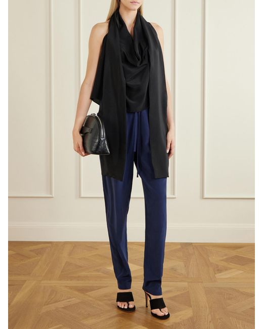 Sharon Wauchob Blue The Vardar Silk-Blend Straight-Leg Pants