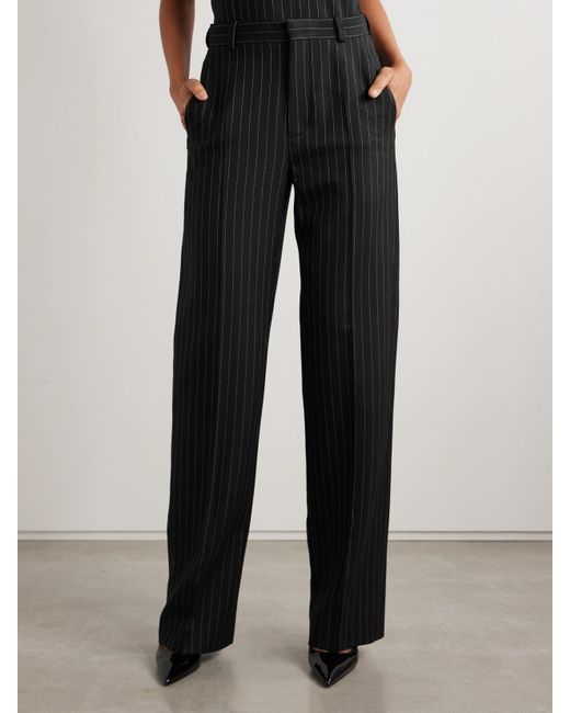 Wardrobe NYC Black Pinstriped Wool-Twill Straight-Leg Pants