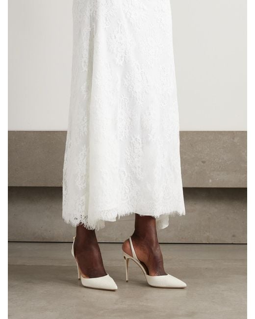 JENNIFER CHAMANDI White Vittorio 105 Crystal-Embellished Satin Pumps