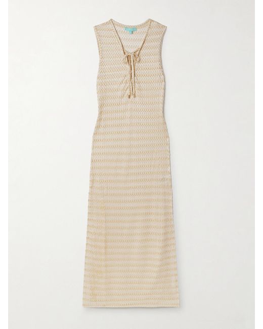 Melissa Odabash Natural Maddie Metallic Crocheted Maxi Dress