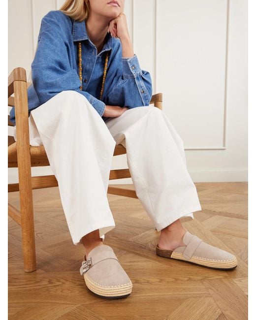 Tory Burch White Mellow Suede Mules
