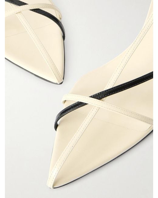 Jil Sander Natural Two-Tone Leather Slingback Sandals