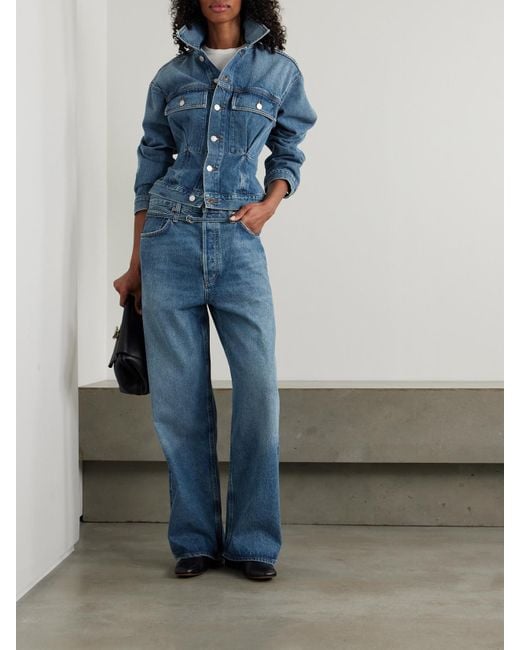 Agolde Blue Emmi Belted High-Rise Wide-Leg Jeans