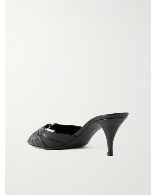 Saint Laurent Black Babylone Mules Aus Glanzleder Mit Raffungen Und Verzierung