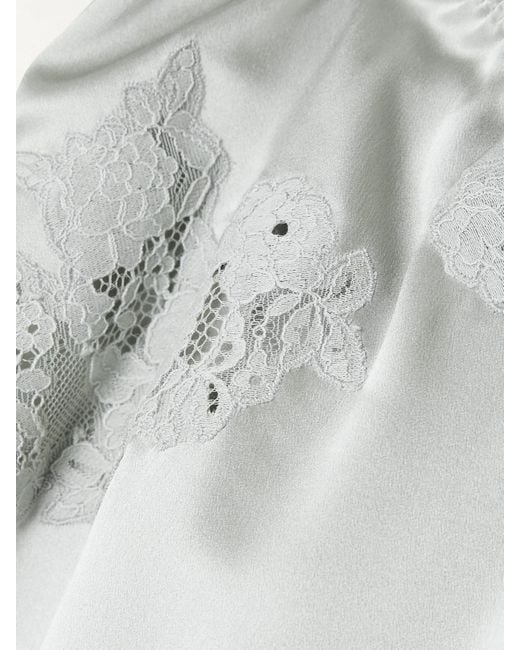 Doen White Lavon Lace-Trimmed Silk-Satin Wide-Leg Pants