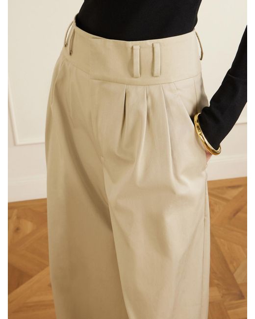 Altuzarra Natural Wilson Pleated Wide-Leg Cotton Pants