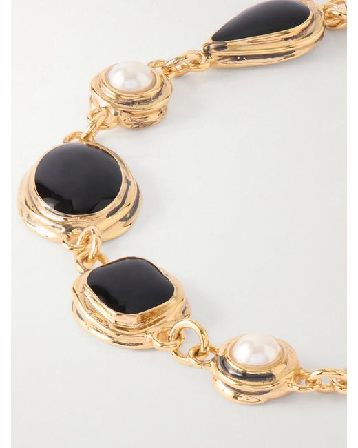 Saint Laurent Metallic Cassandre-Tone Enamel Bracelet
