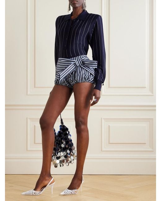 Rabanne Blue Shorts Aus Baumwollpopeline Mit Streifen