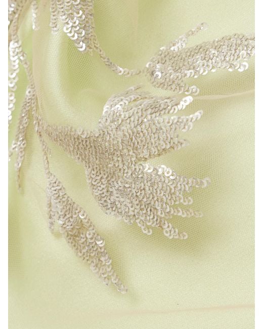 Erdem White Draped Asymmetric Sequin-Embellished Tulle And Satin-Crepe Gown
