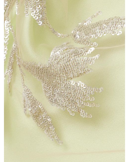 Erdem White Draped Asymmetric Sequin-Embellished Tulle And Satin-Crepe Gown