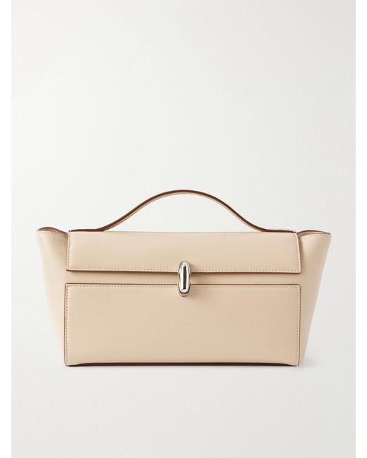 SAVETTE Natural Symmetry Trapeze Pochette Leather Tote