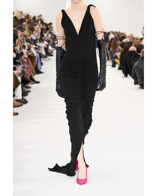 Givenchy Black Open-Back Ruched Crepe Gown