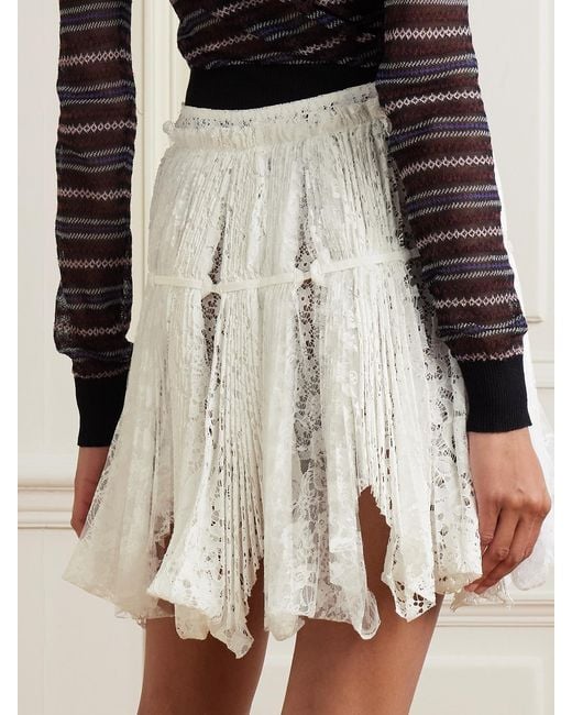 J.W. Anderson White Asymmetric Tie-Detailed Lace Mini Skirt