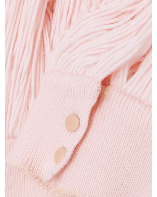 Alaïa Pink Turtleneck Fringed Wool-Blend Top