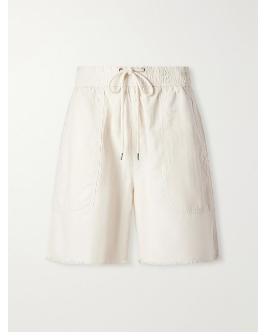 James Perse Natural Lyocell, Linen And Cotton-Blend High-Rise Utility Shorts