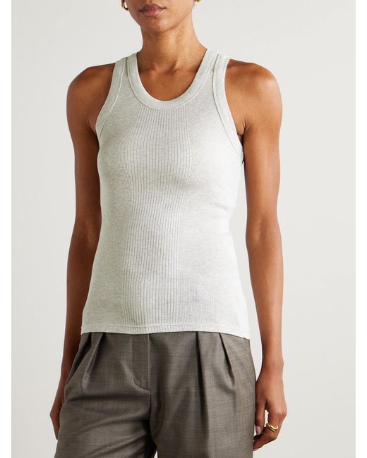 Loulou de Saison White Limba Ribbed Cotton-Jersey Tank