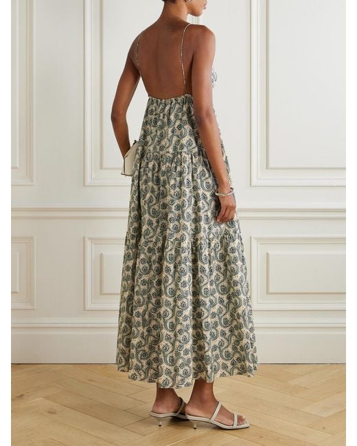 Matteau White Printed Organic Cotton-Poplin Midi Dress