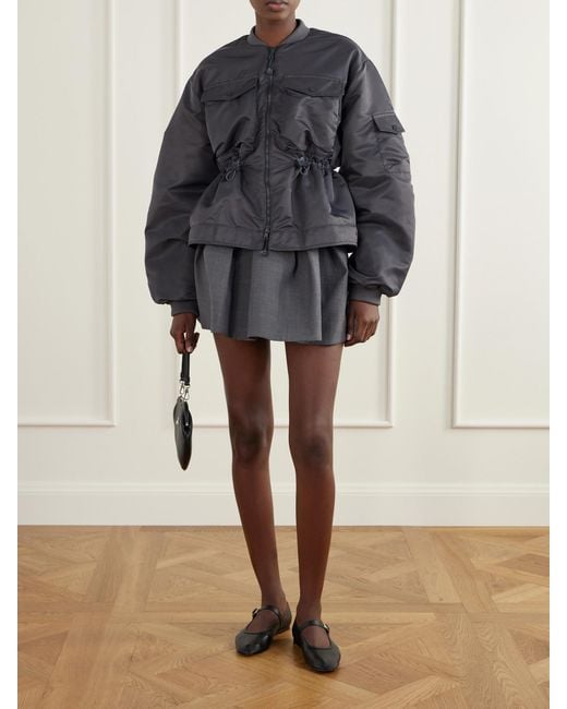 CECILIE BAHNSEN Blue Birdie Embellished Padded Shell Bomber Jacket