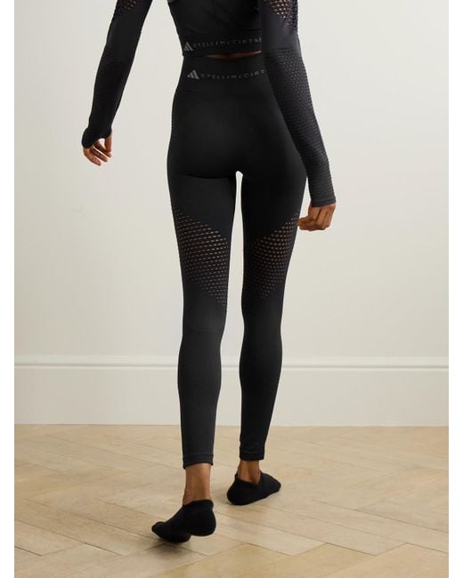 Adidas By Stella McCartney Black Truestrength Leggings Aus Recyceltem Stretch-Jersey Mit Eingewebtem Logo