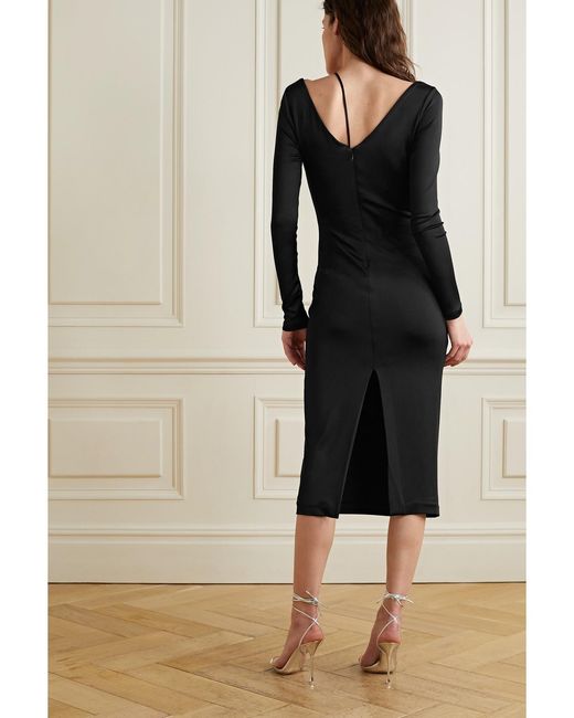 Et Ochs Black Bella Gathered Satin-Jersey Midi Dress