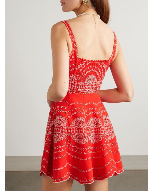 Charo Ruiz Red Winnie Minikleid Aus Einer Baumwollmischung Mit Lochstickerei