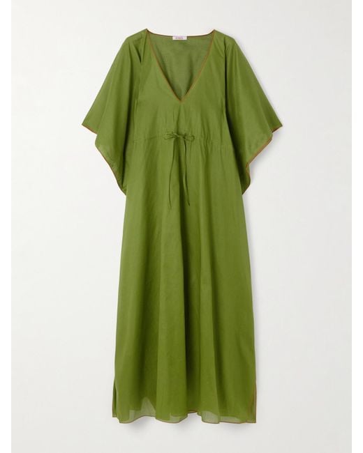 Eres Green Voilier Cotton-Voile Kaftan