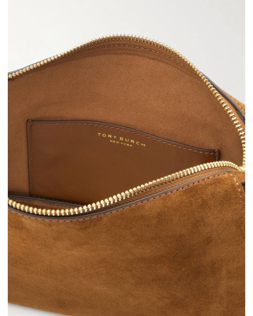 Tory Burch White Romy Small Suede Shoulder Bag