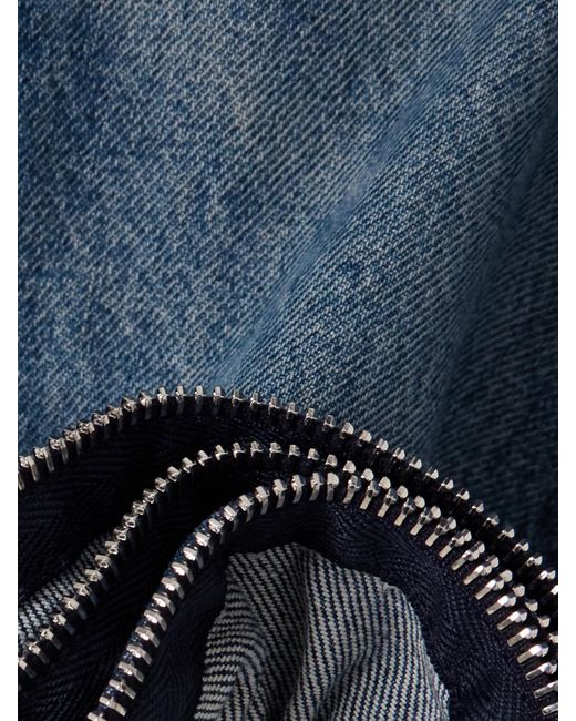 Coperni Blue Verkürzte, Hoch Sitzende Jeans Mit Schmalem Bein, Rüschen Und Reißverschlüssen