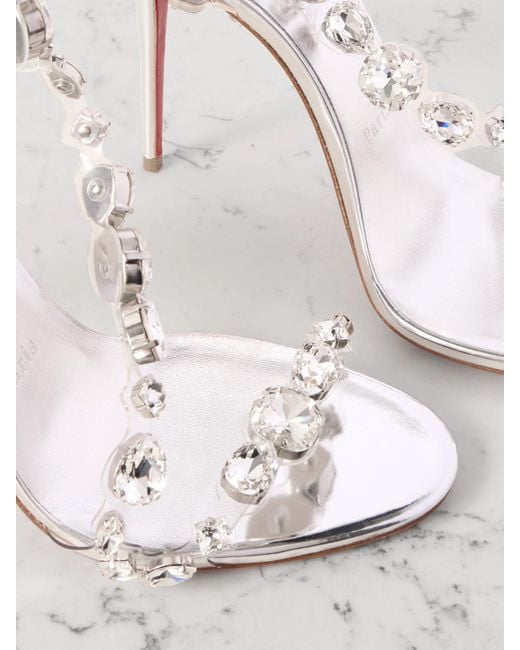 Christian Louboutin White Rosalie 100 Crystal-Embellished Pvc Sandals