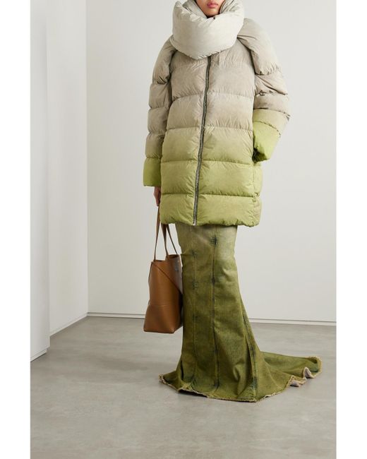 Rick Owens Natural Convertible Dégradé Quilted Shell Down Jacket