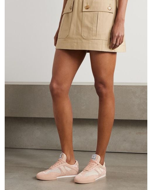 Chloé Kick Leather And Suede-Trimmed Mesh Sneakers in Pink