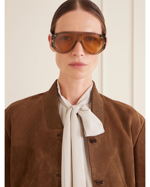 Tom Ford Natural Bronson D-Frame Tortoiseshell Acetate Sunglasses