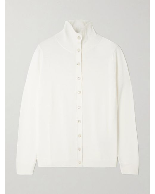 Allude White Wool Cardigan