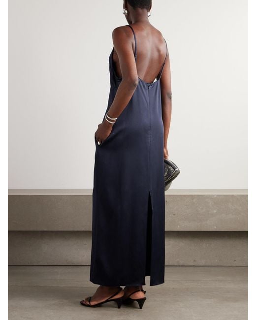 Stella McCartney Blue Lace-Trimmed Satin Midi Dress