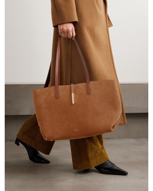DeMellier London Brown Tokyo Leather-Trimmed Suede Tote