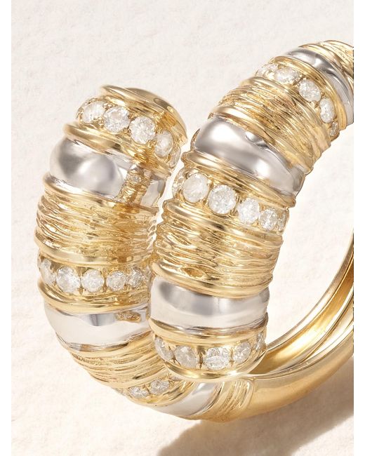 Yvonne Léon Natural Bague Toi & Moi Gaufrette 14-Karat And Diamond Ring