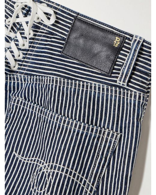 R13 Gray Jane Striped High-Rise Wide-Leg Jeans