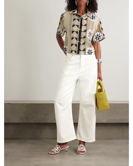 Loewe Paula's Ibiza Paneled Embellished Mid-Rise Barrel-Leg