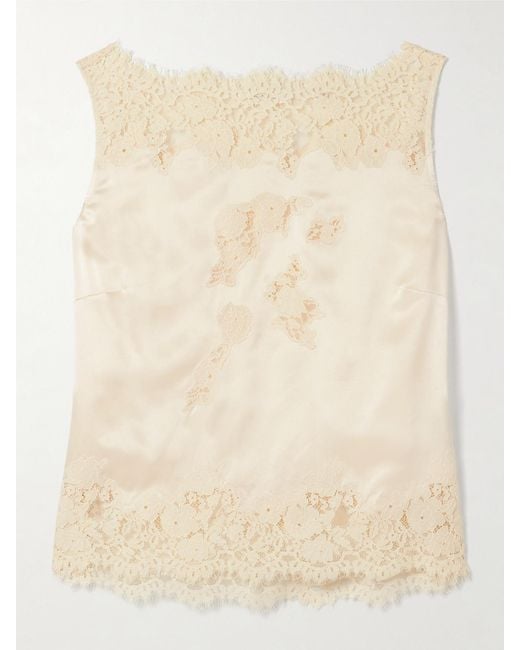 Doen Natural Viviane Lace-Trimmed Silk-Satin Top