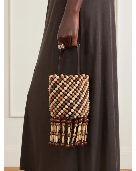 Rabanne White Beaded Mini Wood Shoulder Bag