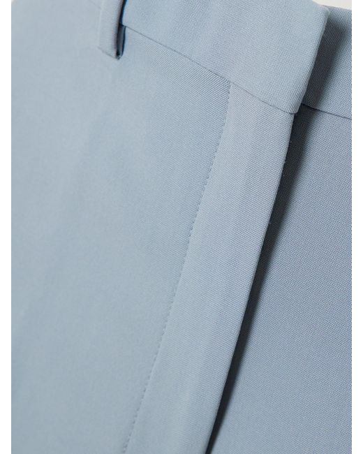 Theory Blue Wool-Blend Straight-Leg Pants