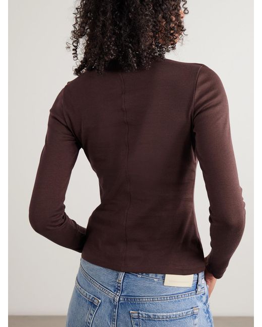 Flore Flore Purple Jess Ribbed Organic Cotton-Jersey Henley Top