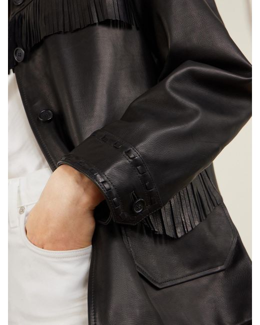 Nili Lotan Black Gus Fringed Leather Jacket