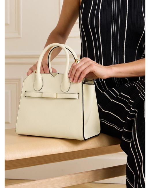 Valextra Natural Milano Mini Textured-Leather Tote