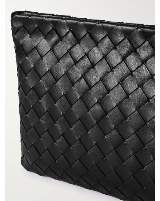 Bottega Veneta Black Medium Intrecciato Leather Pouch