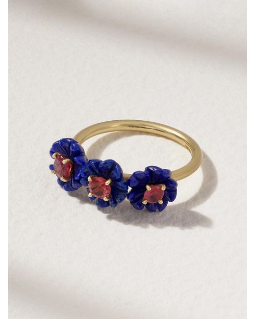 Irene Neuwirth Blue Botanical Ring Aus 18 Karat Mit Lapislazuli Und Turmalinen